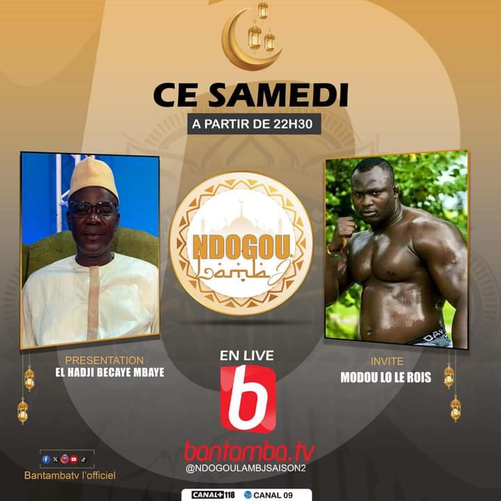 Ne manquez pas Ndogou Lamb Ji avec El Hadji Becaye, invité spécial : Modou Lo, le Roi des Arènes